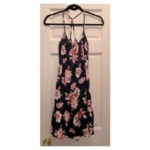 Navy Floral Aqua Dress